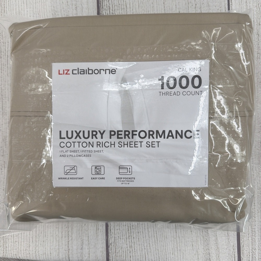 Liz Claiborne Sheet Set CALIFORNIA KING French Bread Luxury Performance 1000TC